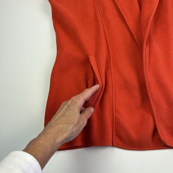 Talbots Ponte Knit Blazer Jacket 1XP Orange Open Front Preppy Academia Casual - Picture 8 of 9